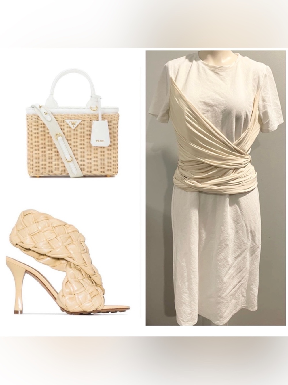 Zara Cream Wrap-Detail Midi Dress-small